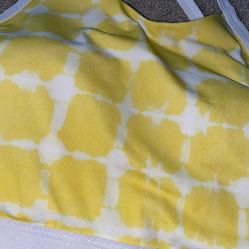 Lands' End‎  Cross-Back Bikini Top Yellow White Size 14 NWT - Picture 10 of 12